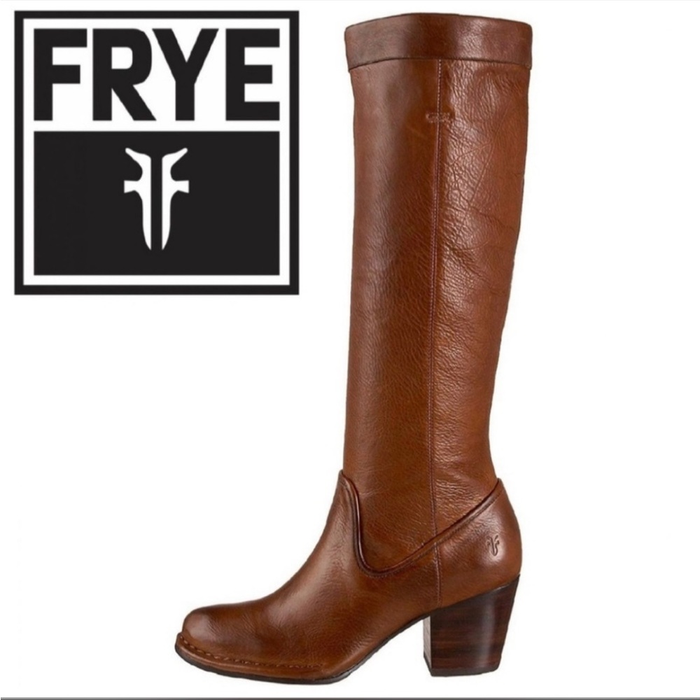 Frye Rory scrunch brown leather knee high boots